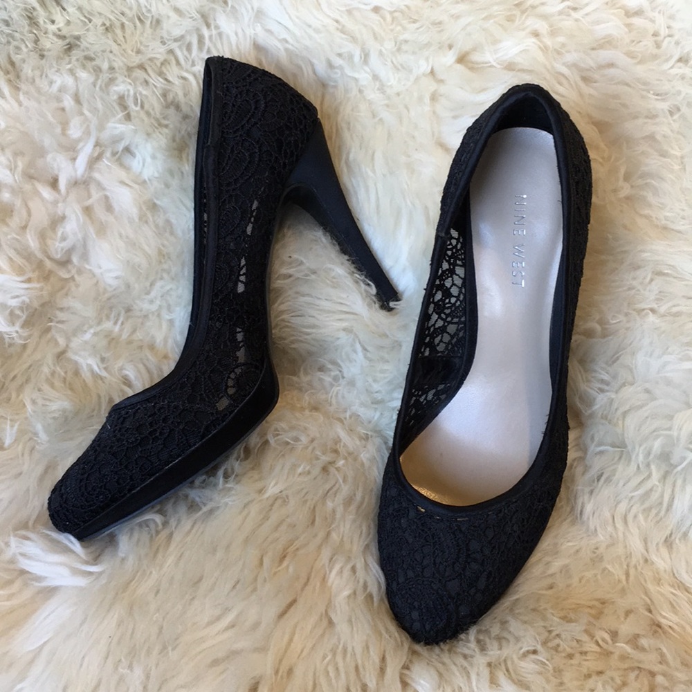 Nine West black lace heels